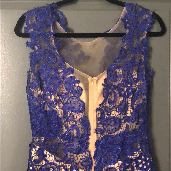 Royal Blue Lace Gown with Small Train - Picture 7 of 8